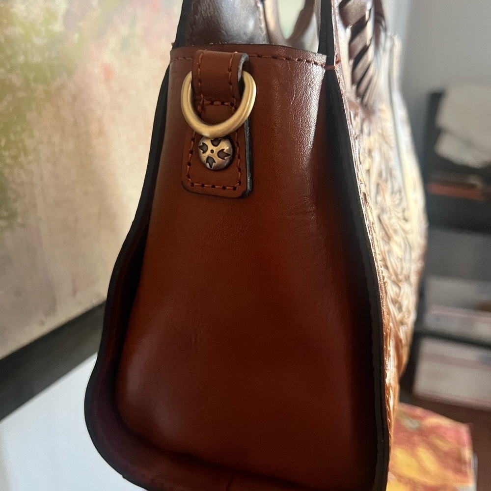 Patricia Nash Tooled Brown Embossed Handbag - Picture 7 of 14